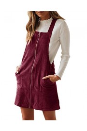Youxiua Womens Straps Zip Down Decor A-Line Pinafore Corduroy Overall Midi Dress with Pockets - My look - $9.99 