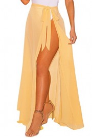 Ytwysj Women Sexy See-Through Skirt Slit Sheer Wrap Maxi Beach Long Maxi Skirt Dress Summer Beachwear Clubwear Bikini Cover - My look - $13.99 