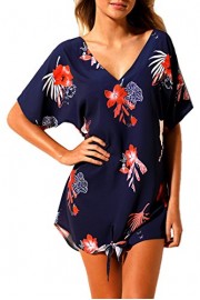 Ytwysj Women's Casual Short Sleeve Tie The Knot Palmetto Palm Tree Beach Cover-up Flowy Swing Beach Dress Sundresses - My look - $16.30 