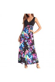 Ytwysj Womens Sexy V Neck High Waist Blooming Floral Bohemian Summer Sleeveless Tank Top Long Maxi Dress Beach Party Dress - Moj look - $20.99  ~ 18.03€