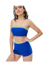 ZAFUL Women Tankini Set Bandeau Crop Top with High Waist Shorts Tube Cami Hotpants Beachwear World Cup - My look - $9.99 