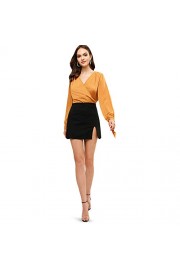 ZAFUL Women's A Line Skirt Front Slit Mini Skirt Black - My look - $18.99 