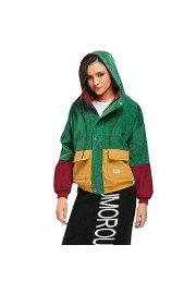 ZAFUL Women's Corduroy Loose Hooded Jacket Vintage Color Blocking Raglan Sleeve Casual Coat Windbreaker - Moj look - $33.99  ~ 29.19€