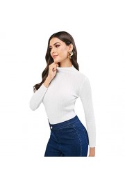 ZAFUL Women's Pullover Plain Slim Sweater Long Sleeve Mock Neck Ribbed Knit Jumper - Mój wygląd - $19.99  ~ 17.17€