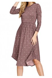 ZESICA Women's 3/4 Sleeve Polka Dot Pockets Casual Loose Swing Pleated T-Shirt Dress - My look - $17.99 