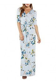ZESICA Women's 3/4 Sleeve V Neck Floral Print Faux Wrap Maxi Dress with Belt - Il mio sguardo - $9.99  ~ 8.58€
