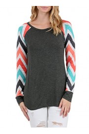 ZESICA Women's Color Block Striped Long Sleeve Tunic Casual Blouse Tops - My look - $9.99  ~ £7.59
