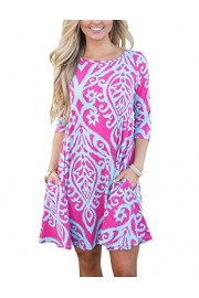 ZESICA Women's Crewneck Long Sleeve Damask Print Side Pocket A-Line Tunic Dress - Mi look - $9.99  ~ 8.58€