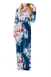 ZESICA Women's Floral Print Long Sleeve Empire Waist Full Length Pockets Maxi Dress - My look - $19.99 