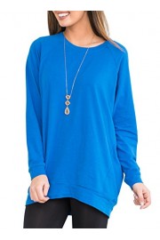 ZESICA Women's Round Neck Long Sleeve Solid Color Loose Casual Pullover Sweatshirt Tunic Tops - Mi look - $9.99  ~ 8.58€