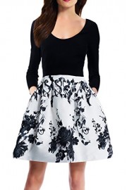 Zalalus Women's Elegant Floral Patchwork Pockets Backless Casual Party Dress - My look - $79.99 