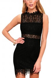 Zalalus Women's Elegant Sleeveless High Neck Floral Lace Cocktail Party Dress - My look - $69.99 