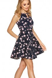 Zalalus Women's Sleeveless Casual Floral Printed Pockets Party Skater Dress With Belt - Moj look - $49.99  ~ 42.94€