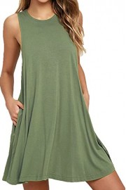 Zalalus Women's Summer Sleeveless Casual T-Shirt Swing Dresses With Pockets - Moj look - $18.99  ~ 16.31€