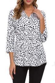 Zattcas Womens 3/4 Sleeve Shirts V Neck Tops Work Floral Blouses Tunic Tops - My look - $16.99 