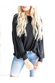 Zattcas Women's Casual Long Sleeve Blouses Loose Solid Balloon Sleeve Tops Shirt - My look - $15.99 