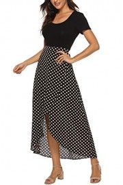 Zattcas Womens Floral Chiffon Wrap Split Maxi Dress Short Sleeve Long Summer Dress - My look - $27.99 