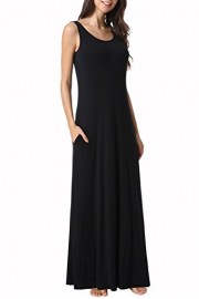 Zattcas Womens Sleeveless Tank Maxi Dress Pocket Loose Swing Summer Casual Beach Long Dress - Myファッションスナップ - $79.99  ~ ¥9,003