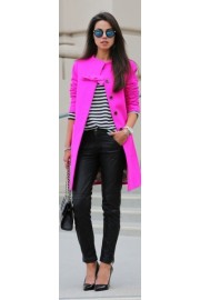 black and white, pink coat - My时装实拍 - 