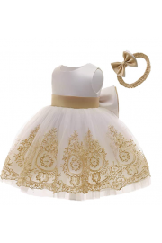 gold and white baby dress and headband - Moj look - 