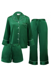 green Pajama silk set - Mój wygląd - 