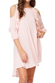 iconic luxe Women's Gauze Cold Shoulder Dress with Ruffles Detail - My look - $57.00 