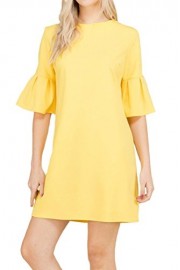 iconic luxe Women's Pleat Bell Sleeve Shift Dress - Moj look - $50.00  ~ 42.94€
