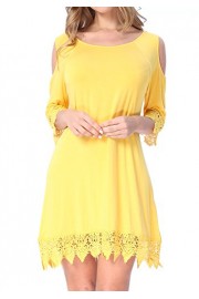 levaca Womens 3/4 Sleeve Off Shoulder Lace Patchwork Loose Casual Dress Extender - Moj look - $19.99  ~ 126,99kn