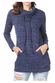 levaca Women's Cowl Neck Long Sleeve Casual Tunic Sweatshirt Tops With Pockets - Moj look - $14.99  ~ 12.87€