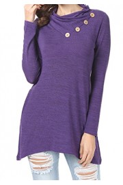 levaca Women's Long Sleeve Button Deco Turtleneck Loose Casual Tunic Tops - Moj look - $9.99  ~ 63,46kn