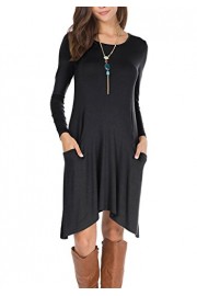 levaca Women's Long Sleeve Pockets Loose Irregular Swing Casual T Shirt Dress - My look - $12.99 