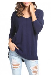 levaca Women's Long Sleeve V Neck High Low Split Loose Casual Pullover Sweaters - Mi look - $17.99  ~ 15.45€