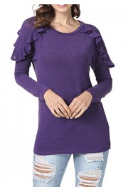 levaca Women's Ruffles Long Sleeve O Neck Loose Fit Casual Tunic Tops - My look - $9.99 