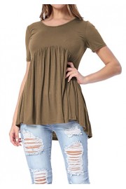 levaca Women's Tops Short Sleeve High Low Hem Pleated Loose Casual Tunic Shirts - Mi look - $17.99  ~ 15.45€