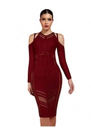 whoinshop Women's Celebrity Long Sleeve Cold Shoulder Cocktail Party Bandage Midi Dress - My look - $48.00 