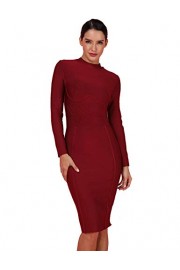 whoinshop Women's Classic Long Sleeve Bandage Bodycon Outfit Elegant Wedding Evening Party Knee Length Dresses - My时装实拍 - $45.00  ~ ¥301.52
