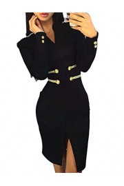 whoinshop Women's Long Sleeve Military Style Bodycon Party Bandage Dress - Il mio sguardo - $47.99  ~ 41.22€