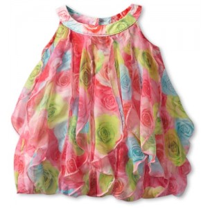 Biscotti Baby Girls' Covered In Roses Vertical Ruffle Dress