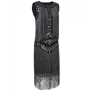 PrettyGuide Women's 1920s Dress Vintage Beaded Fringed Inspired Flapper Dress